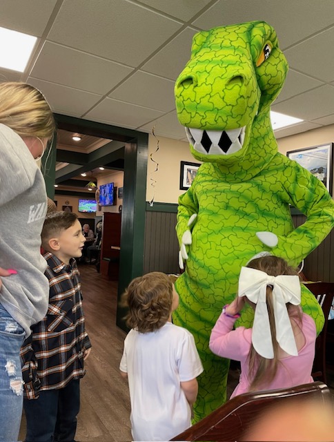 Dino The Dinosaur Tyrannosaurus Rex Saying Hi to Kids | Rent Party Characters