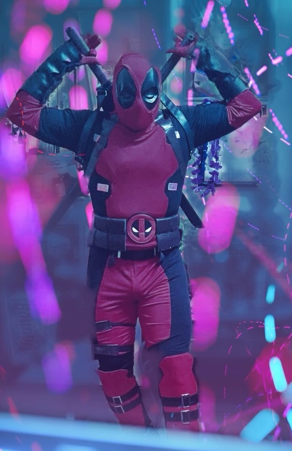 Deadpool prepping his swords | Rent Party Characters