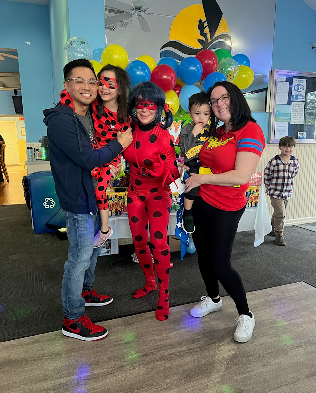 Miraculous Ladybug with a family at a party with balloons | Rent Party Characters