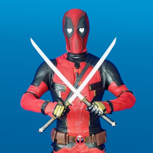 Deadpool Premium blue background | Rent Party Characters