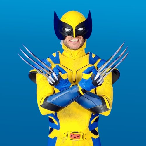 Wolverine Premium blue background | Rent Party Characters